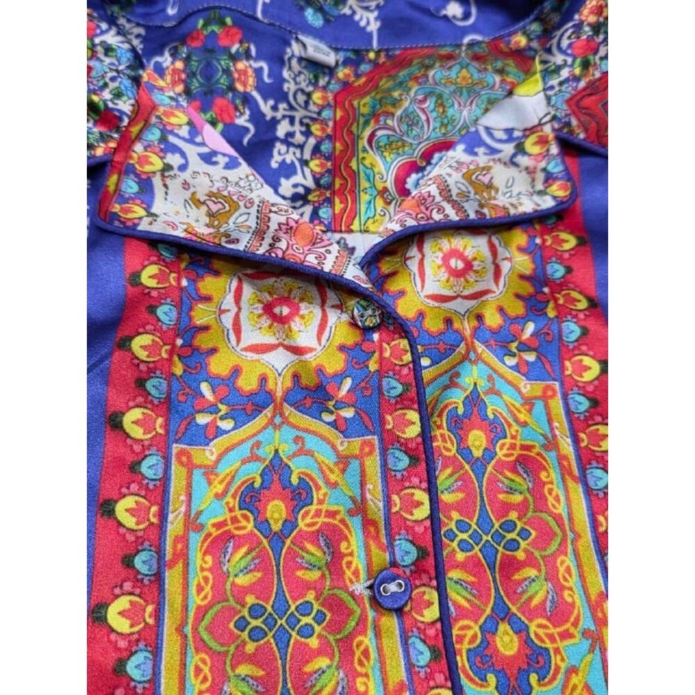 Collar Silk Shirt in Multicolor Print Medium A004263 - Picture 4 of 8